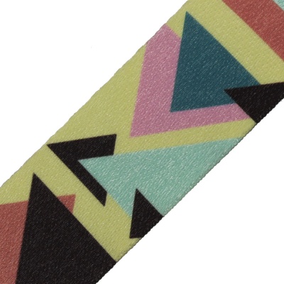 Стропа, с рисунком, 38 мм, треугольники, цветные, цена 168 руб