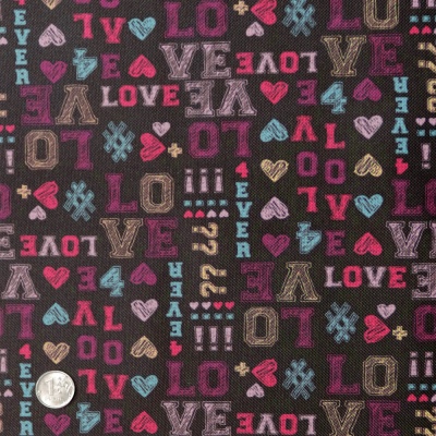 Ткань тентовая 600D, 400 г/м2, ш. 150 см, принт Love, цена 428.50 руб