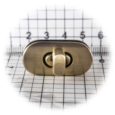 Замок для сумки 0025Л поворотный, антик, цена 