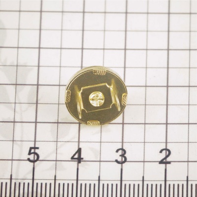 Кнопка магнитная, 14 мм, плоская, золото, цена 39 руб