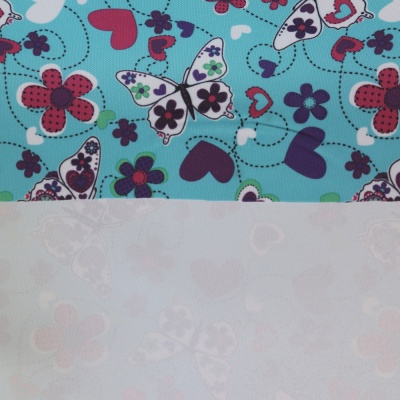 Ткань тентовая «Оксфорд 600D PU 1000», 230 г/м2, ш. 150 см, принт Бабочки и сердечки, цена 