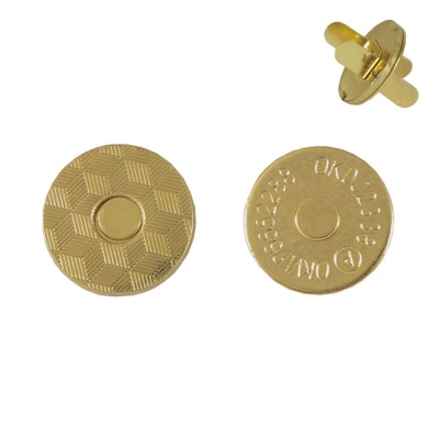 Кнопка магнитная, 18 мм, плоская, золото, цена 25.50 руб