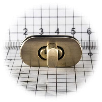 Замок для сумки 0025Л поворотный, антик