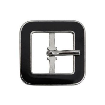 Пряжка 4040, под ремень 15 мм, никель, с черной эмалью