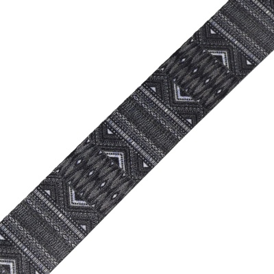 Стропа, с рисунком, 38 мм, полоски, серая, цена 168 руб