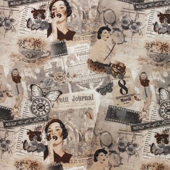 Принт на велюре Retro, 255 г/м2, ш. 145 см