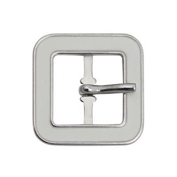 Пряжка 4040, под ремень 15 мм, никель, с белой эмалью