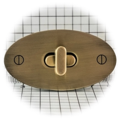 Замок для сумки 0042Л поворотный, антик, цена 321 руб