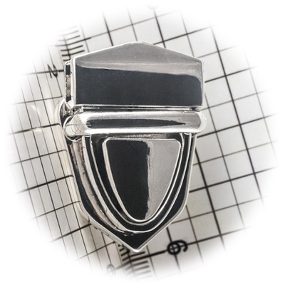 Замок для сумки 0186Л цупферный, никель, цена 197 руб