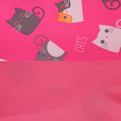 Ткань тентовая 600D, 400 г/м2, ш. 150 см, принт Кошки на красном, цена 450 руб