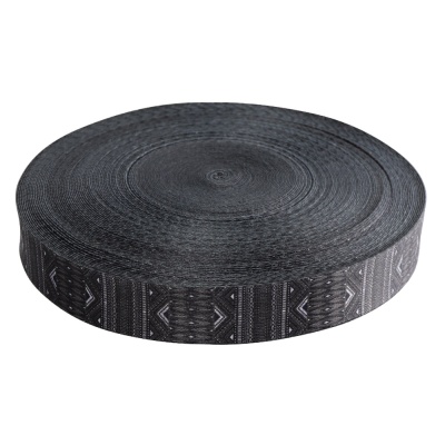 Стропа, с рисунком, 38 мм, полоски, серая, цена 168 руб