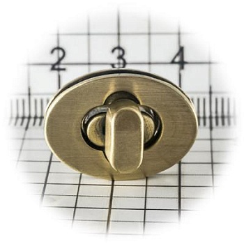 Замок для сумки 0034Л поворотный, антик