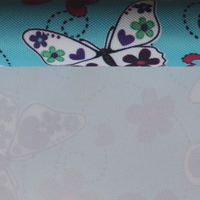 Ткань тентовая «Оксфорд 600D PU 1000», 230 г/м2, ш. 150 см, принт Бабочки и сердечки, цена 