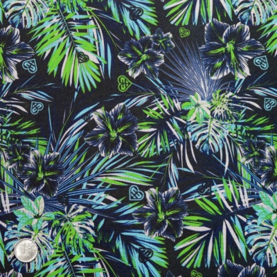 Ткань тентовая 600D, 400 г/м2, ш. 150 см, принт Листья синие, цена 450 руб