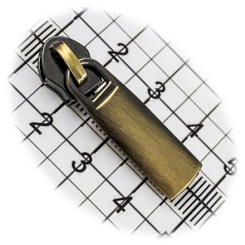 Бегунок №05, для витой молнии, галантерейный, плоский, антик