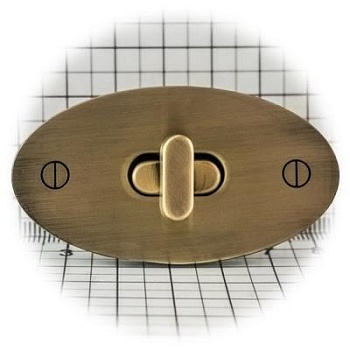 Замок для сумки 0042Л поворотный, антик