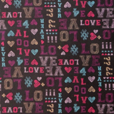 Ткань тентовая 600D, 400 г/м2, ш. 150 см, принт Love, цена 428.50 руб