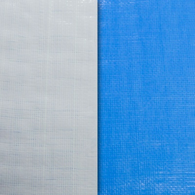 Полотно тентовое Тарпаулин, 150 г/м2, 2x50 м, белый/голубой, цена 124 руб