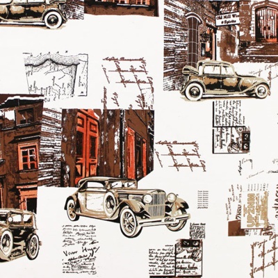 Принт на хлопке Cars Beige, 230 г/м2, ш. 140 см, цена 