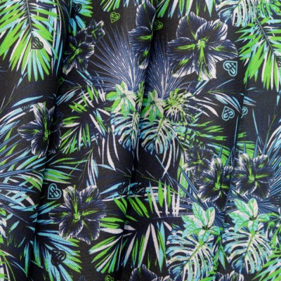 Ткань тентовая 600D, 400 г/м2, ш. 150 см, принт Листья синие, цена 450 руб
