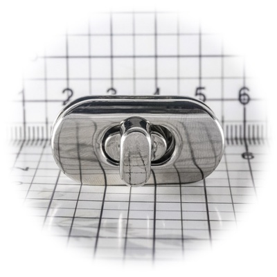 Замок для сумки 0025Л поворотный, никель, цена 