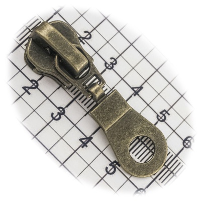 Бегунок №08, для металлической молнии, капля, антик, цена 66 руб