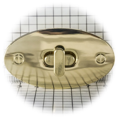 Замок для сумки 0042Л поворотный, золото, цена 321 руб