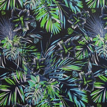 Ткань тентовая 600D, 400 г/м2, ш. 150 см, принт Листья синие