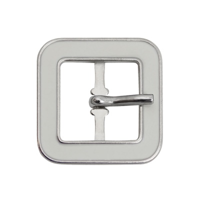 Пряжка 4040, под ремень 15 мм, никель, с белой эмалью, цена 